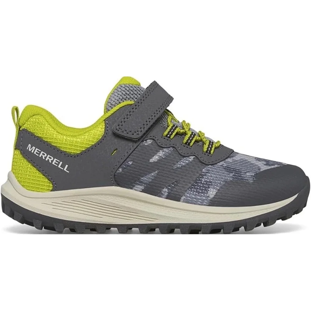 Merrell Nova 3 Kids Trail Running Shoes Grey Lime Camo Size 5.5M